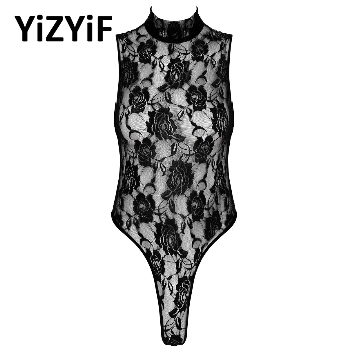 Women Sheer Lace Bodysuit Sexy Mock Neck See-through Clubwear Tops Lingerie Teddy Rompers
Women Sheer Lace Bodysuit Sexy Mock Neck See-through Clubwear Tops Lingerie Teddy Rompers