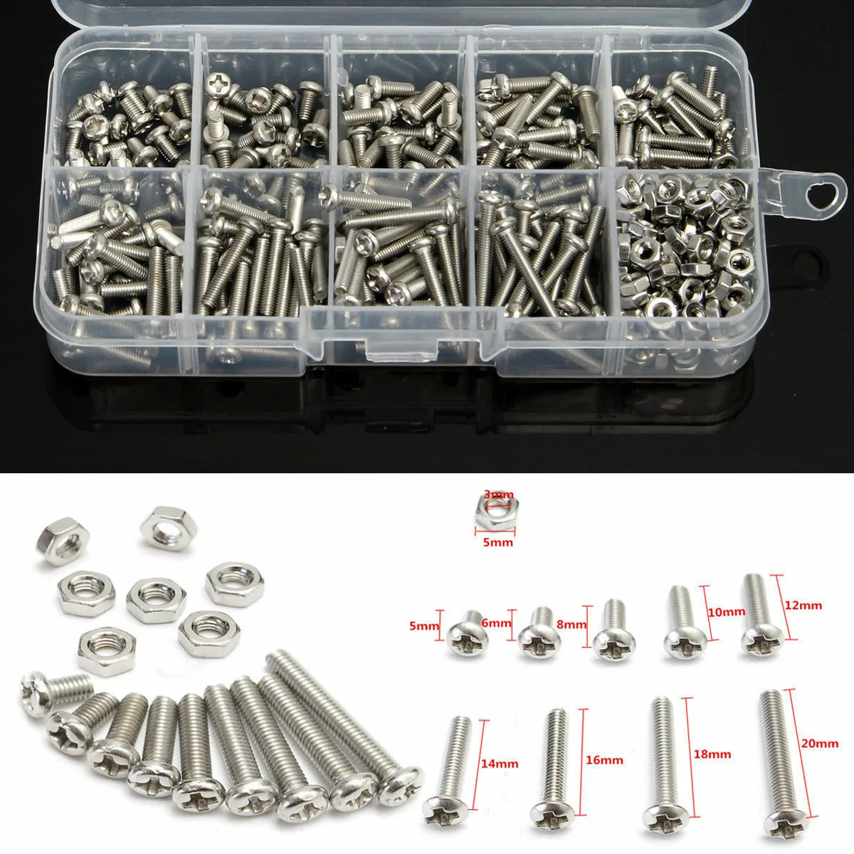 340pcs M3 DIN7985 Stainless Steel Hex Screw Nuts Bolt Cap Socket Assortment Set Stainless Steel Hexagon Nut Bolt Cap Sleeve Set
340pcs M3 DIN7985 Stainless Steel Hex Screw Nuts Bolt Cap Socket Assortment Set Stainless Steel Hexagon Nut Bolt Cap Sleeve Set