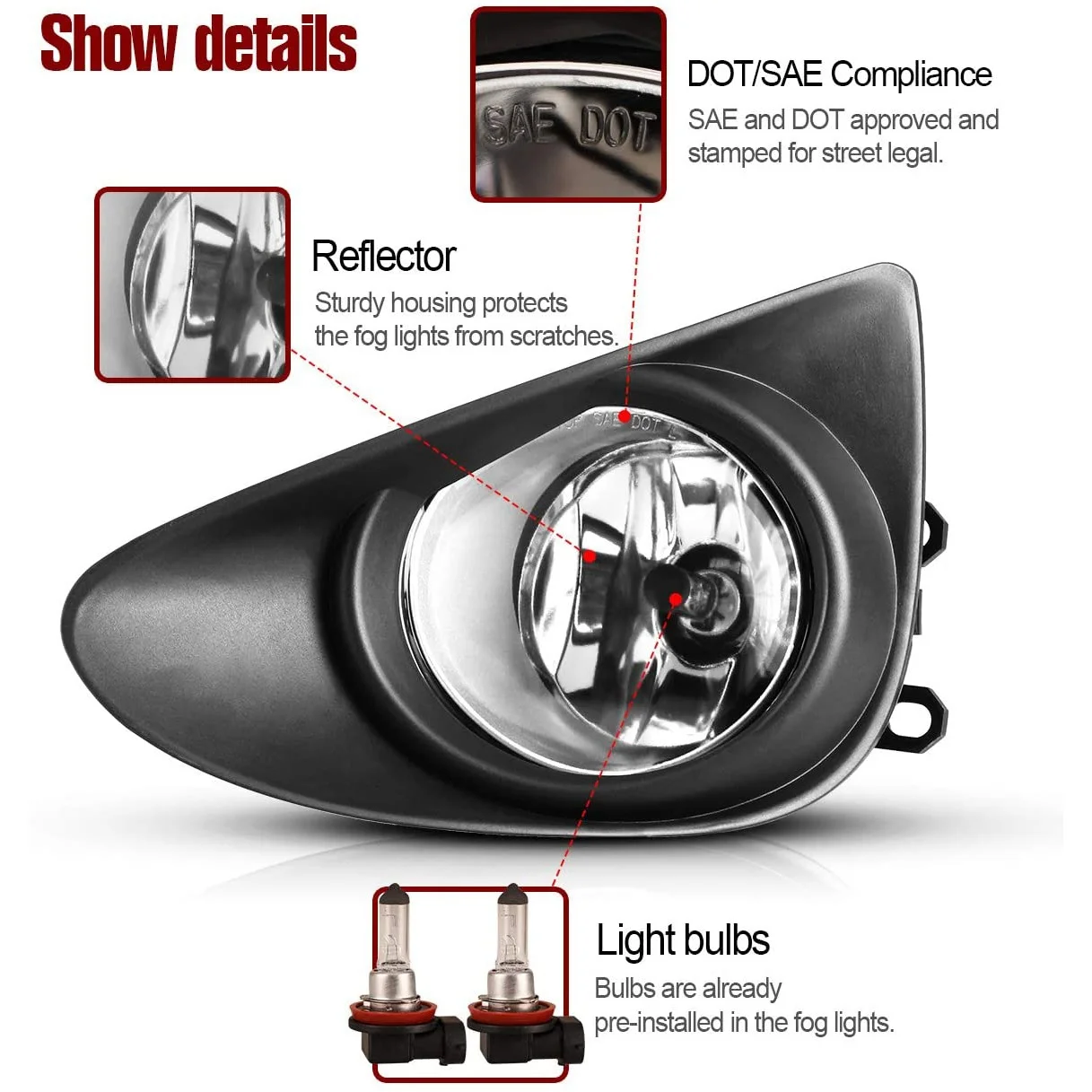 Fog Lights for Toyota Yaris Hatchback 2012-2014 (Not Fit SE Models) Fog Light Assembly 2PCS Replacement Fog Lamps
Fog Lights for Toyota Yaris Hatchback 2012-2014 (Not Fit SE Models) Fog Light Assembly 2PCS Replacement Fog Lamps