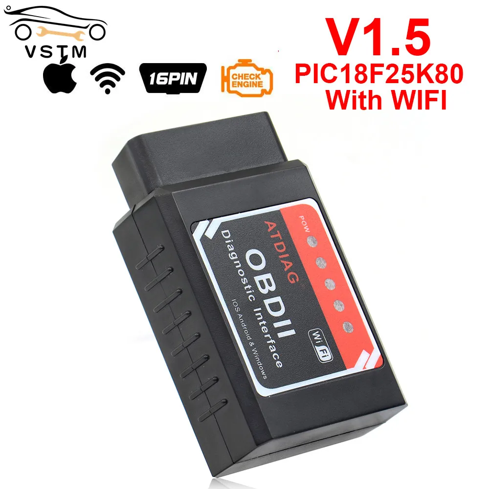 

Сканер OBD2 WIFI ELM327 V 1,5 для iPhone, IOS, Android, автомобильный диагностический инструмент OBD 2 ELM 327 V1.5 Wi-Fi ODB2