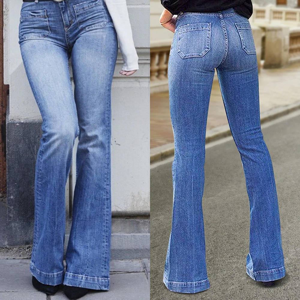 Flare Faux Jeans Pants Women Thin Vintage Denim Ladies High Waist Stretch Pocket Trousers Wide Leg Jeans
Flare Faux Jeans Pants Women Thin Vintage Denim Ladies High Waist Stretch Pocket Trousers Wide Leg Jeans