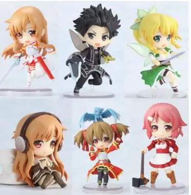 NEW Anime action figure 6pcs/set Sword Art Online Fairy Dance Kirito Asuna Lefa PVC Action Figures Toys 6pcs/set 6CM
NEW Anime action figure 6pcs/set Sword Art Online Fairy Dance Kirito Asuna Lefa PVC Action Figures Toys 6pcs/set 6CM