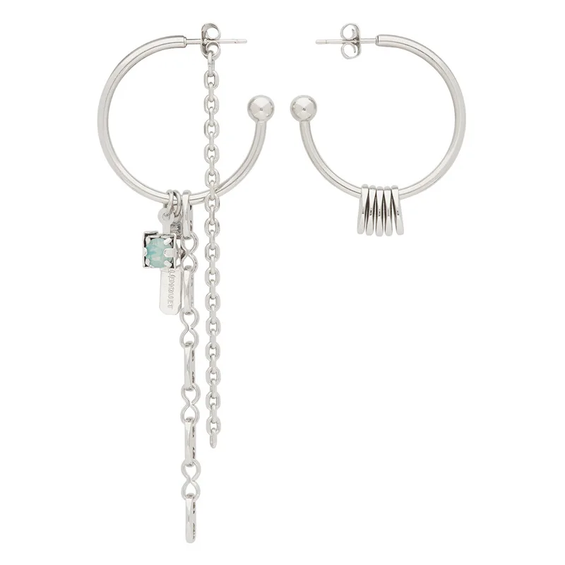 

Silver color pig nose chain tassel punk asymmetric exaggerated big earrings female Earrings