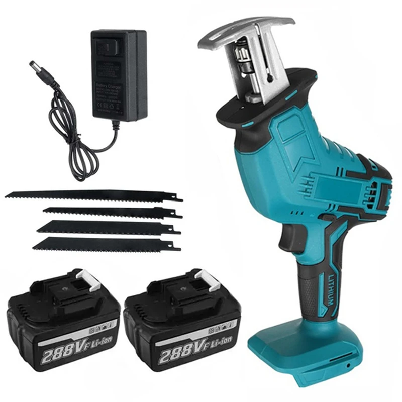 with 4 Saw Blade 18V Rechargeable Reciprocating Saw Electric Saber Saw Outdoor Small Logging Chainsaw Cordless Reciprocating Saw 
with 4 Saw Blade 18V Rechargeable Reciprocating Saw Electric Saber Saw Outdoor Small Logging Chainsaw Cordless Reciprocating Saw