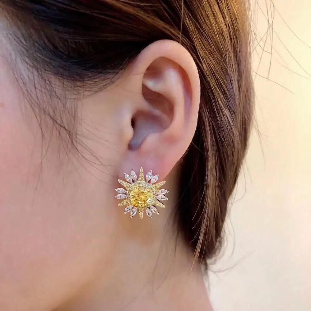 100% 925 Sterling silver Fashion Golden Sunflower Earring charm Small Daisy Flower Earring Classic Plant crystal Flower Earring
100% 925 Sterling silver Fashion Golden Sunflower Earring charm Small Daisy Flower Earring Classic Plant crystal Flower Earring