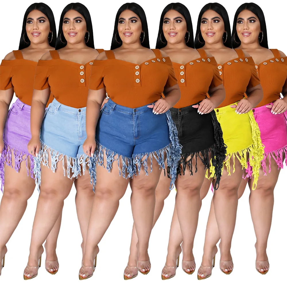 INS Women Plus Size L-4XL Streetwear Short Jeans 2021 Summer New High Waist Tassels Light Washed Skinny Denim Shorts
INS Women Plus Size L-4XL Streetwear Short Jeans 2021 Summer New High Waist Tassels Light Washed Skinny Denim Shorts