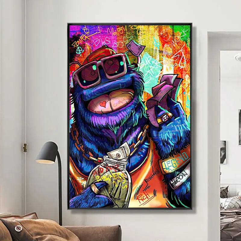 Pop Street Graffiti Art Canvas Painting Hip Hop Monkey Posters and Prints Wall Art Picture for Living Room Home Decor Cuadros
Pop Street Graffiti Art Canvas Painting Hip Hop Monkey Posters and Prints Wall Art Picture for Living Room Home Decor Cuadros