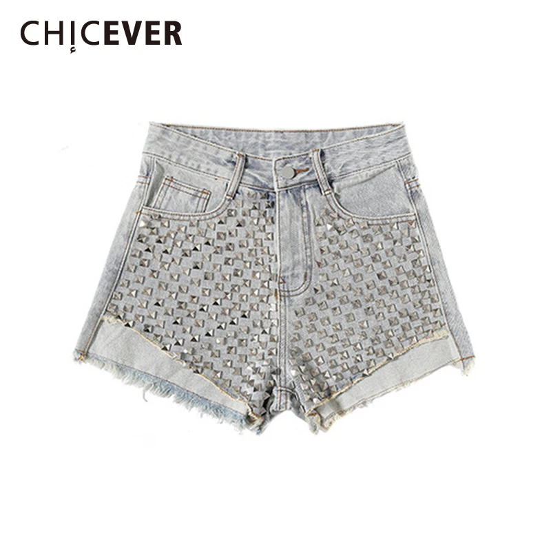 CHICEVER Patchwork Rivet Tassel Blue Denim Short For Women High Waist Slim Women's Shorts Female Summer 2021 Fashion Clothes New
CHICEVER Patchwork Rivet Tassel Blue Denim Short For Women High Waist Slim Women's Shorts Female Summer 2021 Fashion Clothes New