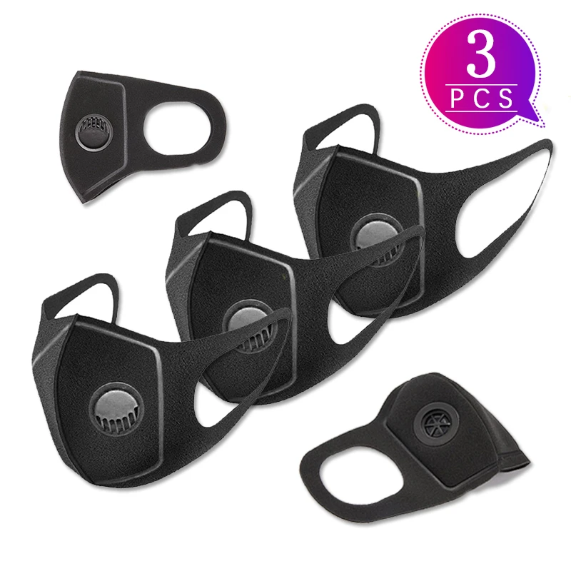 3 шт. маска от защиты медицинская черная против пыли защита ушей дышащая