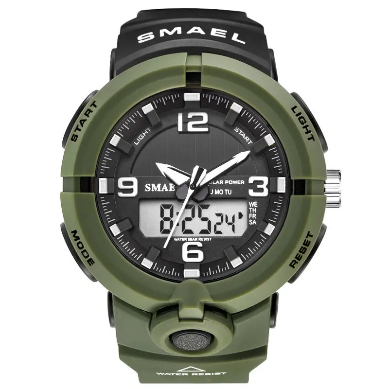 Smael Military Watch Men Solar Energy Watches Led Display Analog Digital Quartz Wristwatches 50Bar Swim Cheap Price Dropshopping | Наручные