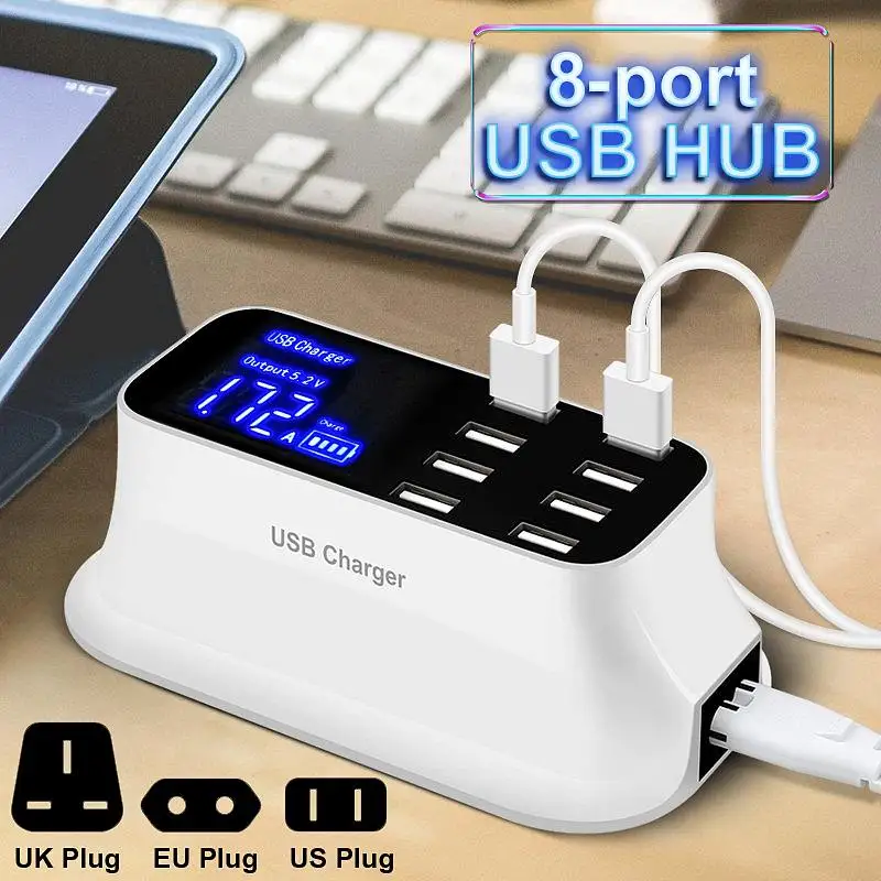 iLEPO 8-Port Fast Charging USB Charger QC3.0 Quick Charge Smart Charger Station LCD Digital Display Multi-port Charger for Phone
iLEPO 8-Port Fast Charging USB Charger QC3.0 Quick Charge Smart Charger Station LCD Digital Display Multi-port Charger for Phone