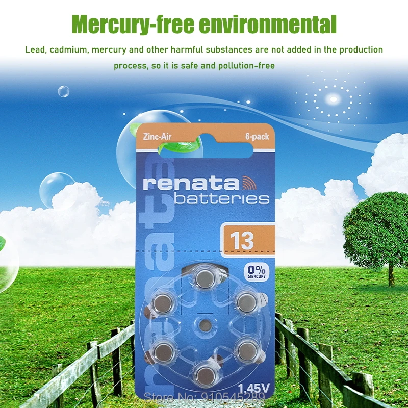 30pcs/5pack 100% RENATA A13 13A ZA13 13 1.45V Advanced Button Cell Battery Hearing Aid Batteries | Электроника
