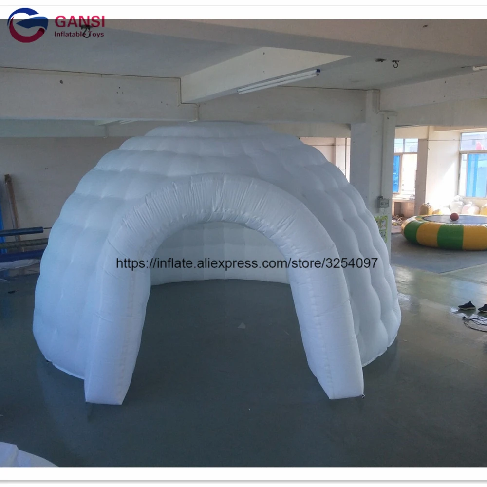 Бесплатная доставка белая надувная палатка igloo от двери до светодиодный