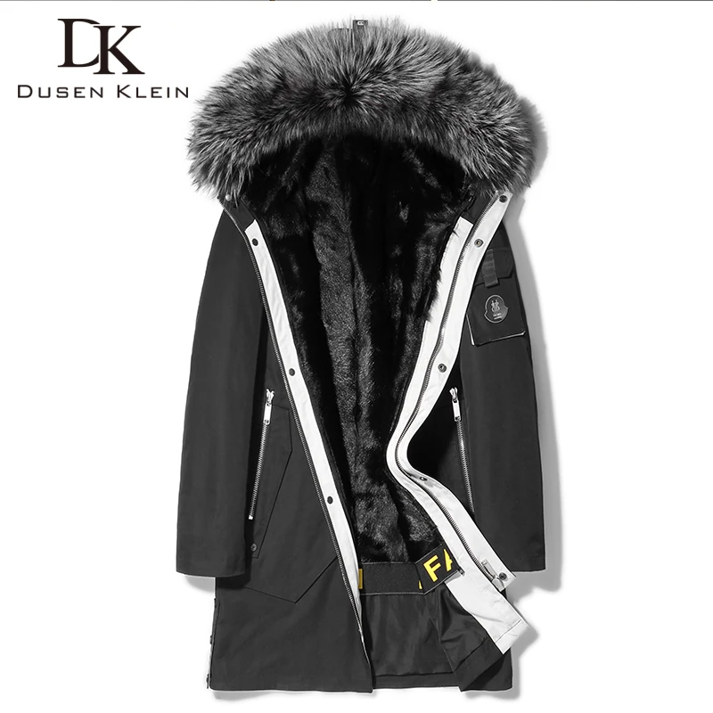 

Mink Linined Fur Parkas Natural Fox Fur Trimmed Collar Hooded Fur Clothing Men Winter Warm Real Fur Coats