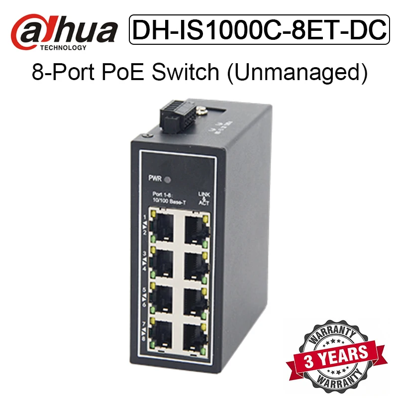 Оригинальный коммутатор Dahua PoE 8 портов 8*10/100 Мбит/с Ethernet-порты неуправляемый