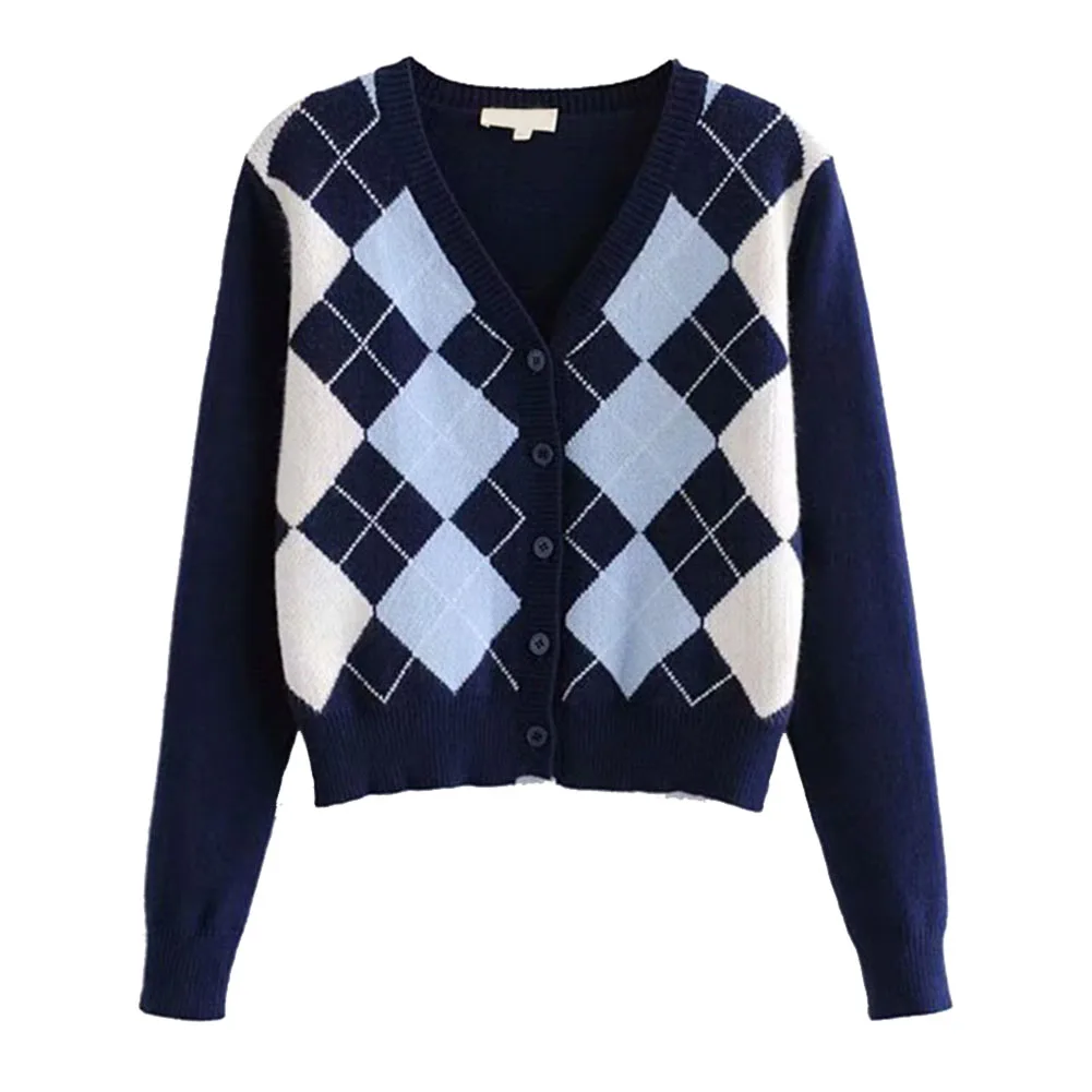Plaid Knitted Sweaters Cardigans Women Vintage Single Breasted Long Sleeve Cardigans V-neck Slim Fashion Streetwear Women Tops
Plaid Knitted Sweaters Cardigans Women Vintage Single Breasted Long Sleeve Cardigans V-neck Slim Fashion Streetwear Women Tops