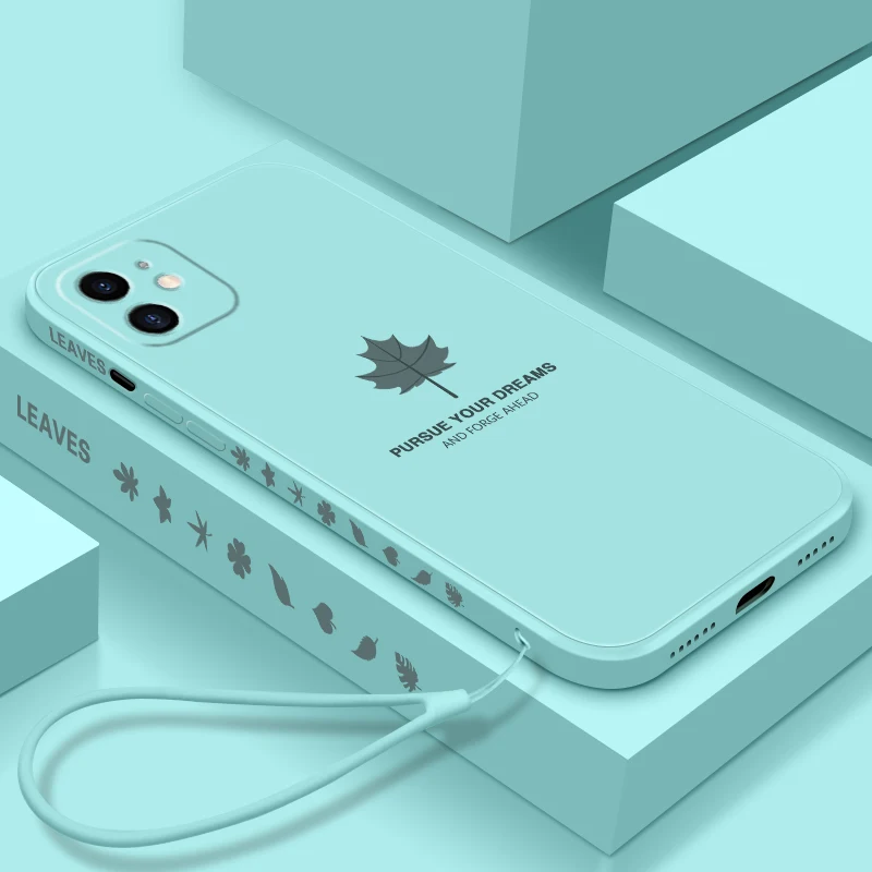 Ultra-thin Cute Maple Leaf Square Liquid Silicone Phone Case For iPhone 13 12 11 Pro SE XSMax XR X 8 7 Plus Luxury Lanyard Cover
Ultra-thin Cute Maple Leaf Square Liquid Silicone Phone Case For iPhone 13 12 11 Pro SE XSMax XR X 8 7 Plus Luxury Lanyard Cover