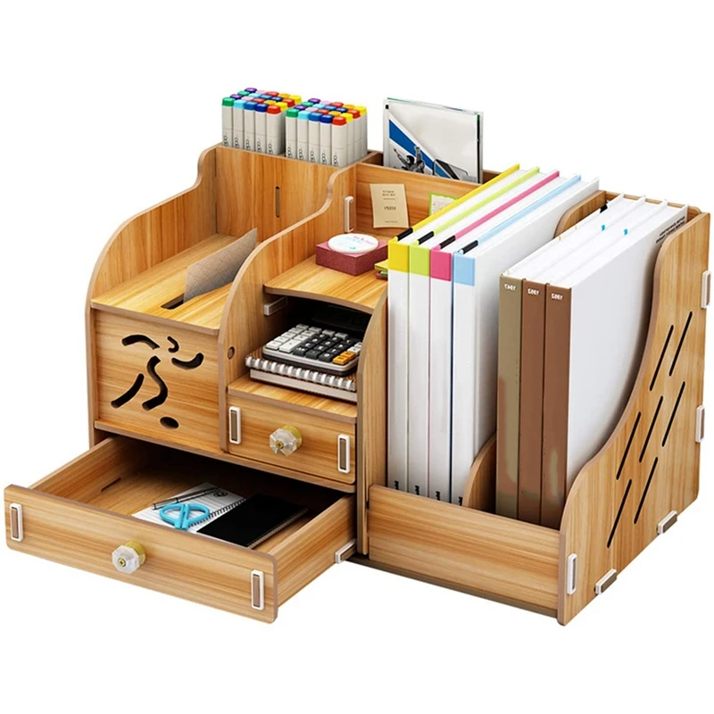 School Supply Storage Wooden Desk Organizer with Drawer,Pen Holder Box Desktop Stationary for Students
School Supply Storage Wooden Desk Organizer with Drawer,Pen Holder Box Desktop Stationary for Students