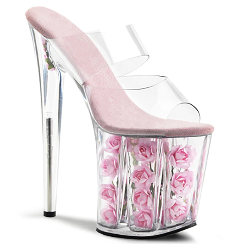 Platform Slippers 20cm High Heels Women Shoes Slides Summer Rose Flower Crystal Ladies Shoes Transparent Peep Toe Clear Heels 
Platform Slippers 20cm High Heels Women Shoes Slides Summer Rose Flower Crystal Ladies Shoes Transparent Peep Toe Clear Heels