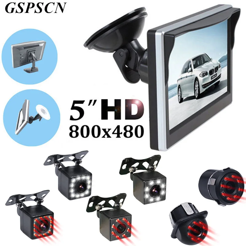 Парковочная система GSPSCN 2 в 1 TFT 5 "HD Автомобильный монитор с 170 градусами