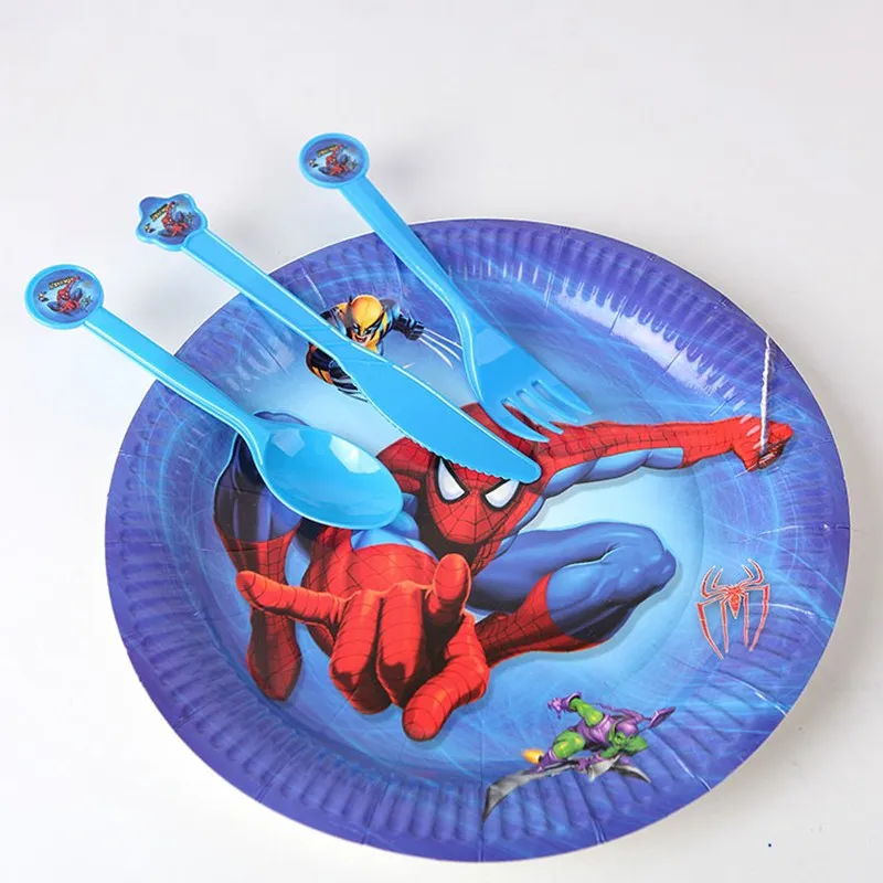 Мультяшная скатерть в виде Супергероя человека паука набор для детского дня