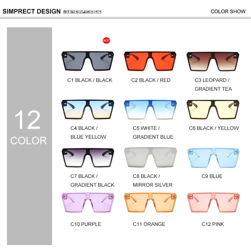 SIMPRECT Oversized Sunglasses Women 2020 Fashion One-piece Square Sunglasses Retro Big Sun Glasses Vintage Shades For Women
SIMPRECT Oversized Sunglasses Women 2020 Fashion One-piece Square Sunglasses Retro Big Sun Glasses Vintage Shades For Women
