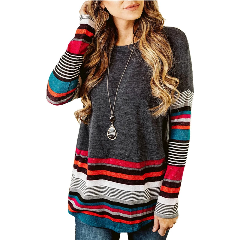 2020 Female T-Shirt Women Stripe Patchwork Casual Tops Shirt Tees Feminino Long Sleeve O-neck Autumn Clothes Chemise Femme
2020 Female T-Shirt Women Stripe Patchwork Casual Tops Shirt Tees Feminino Long Sleeve O-neck Autumn Clothes Chemise Femme
