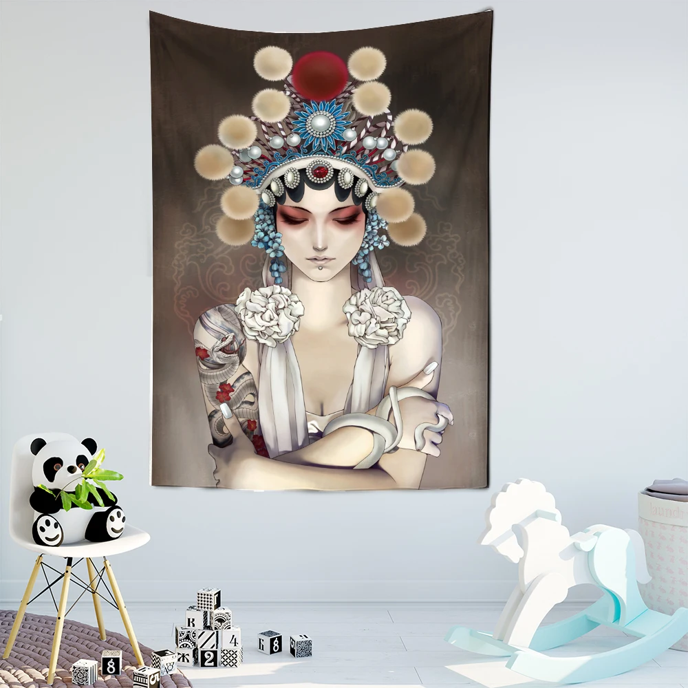 Peking Opera Huadan Tapestry Bohemian Wall Cloth Home Decoration Card Kawaii Wall Decor Mural Decoration Tapis Bedroom 
Peking Opera Huadan Tapestry Bohemian Wall Cloth Home Decoration Card Kawaii Wall Decor Mural Decoration Tapis Bedroom