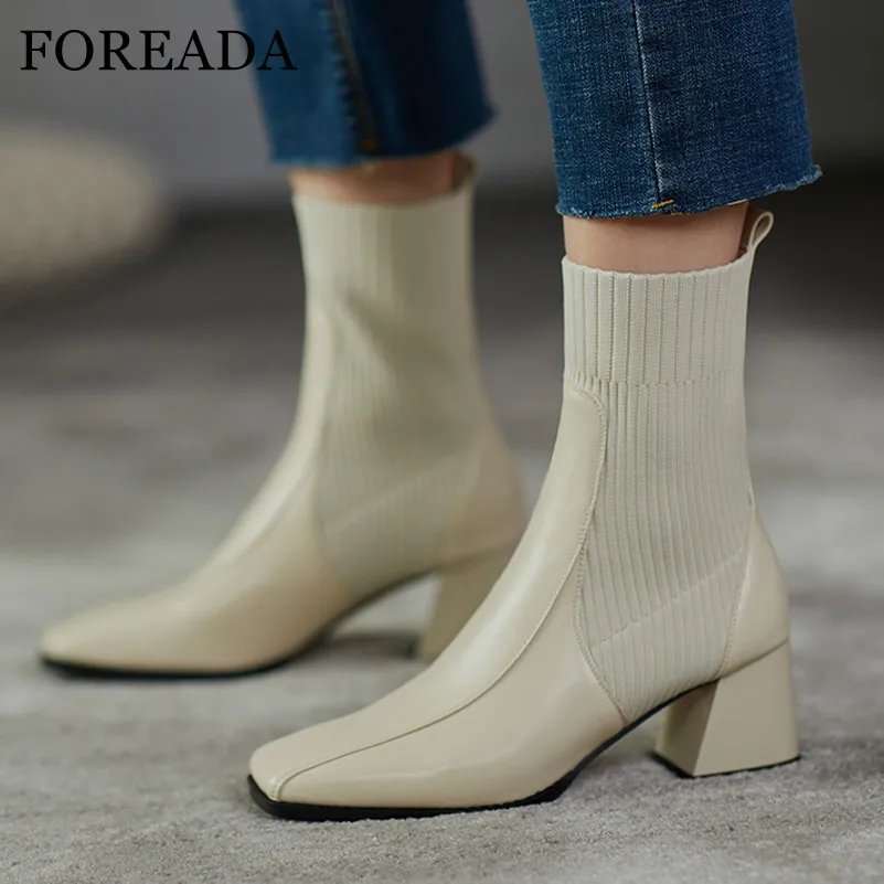 FOREADA Real Leather High Heel Woman Boots Square Toe Short Boots Thick Heel Mid Calf Boots Female Shoes Autumn Winter Beige 43
FOREADA Real Leather High Heel Woman Boots Square Toe Short Boots Thick Heel Mid Calf Boots Female Shoes Autumn Winter Beige 43