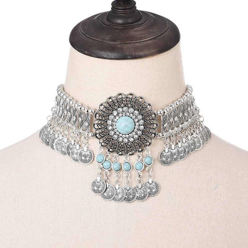 New Statement Choker Collar Necklace for Women Bohemian Vintage Flower Crystal Rhinestone Ethnic Gypsy Bead Coin Tassel Jewelry
New Statement Choker Collar Necklace for Women Bohemian Vintage Flower Crystal Rhinestone Ethnic Gypsy Bead Coin Tassel Jewelry