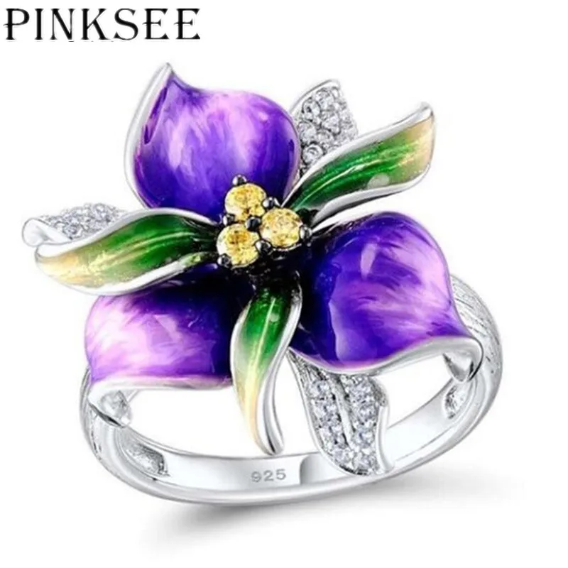 Pinksee Delicate Fashion Purple Enamel Flower Ring for Women Crystal Finger Jewelry Wedding Party Charm Gifts
Pinksee Delicate Fashion Purple Enamel Flower Ring for Women Crystal Finger Jewelry Wedding Party Charm Gifts