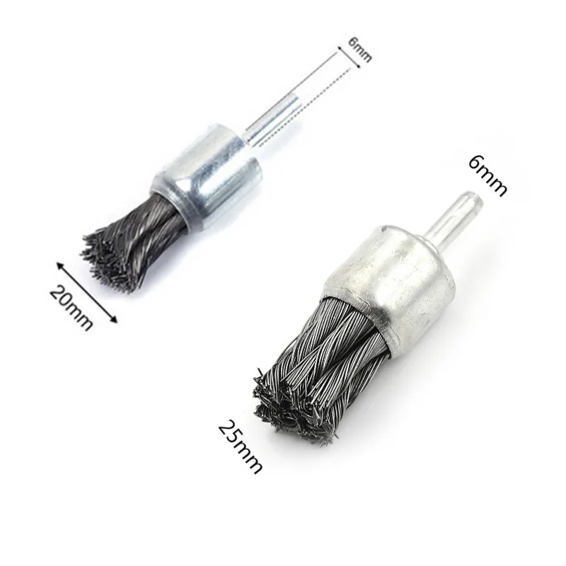 6mm Shank 20 25mm Dia Stainless Steel Knot Type Pen Shape Crimped Wire End Brush For Die Grinder Power Drill High Quality
6mm Shank 20 25mm Dia Stainless Steel Knot Type Pen Shape Crimped Wire End Brush For Die Grinder Power Drill High Quality