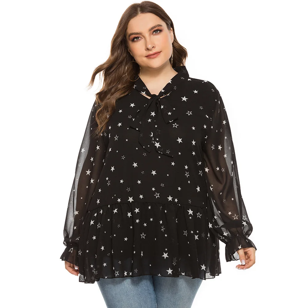 Long Sleeve Chiffon Shirts Bow Collar Thin Star Print Women Tops and Blouses Casual Outerwear TJR5716
Long Sleeve Chiffon Shirts Bow Collar Thin Star Print Women Tops and Blouses Casual Outerwear TJR5716