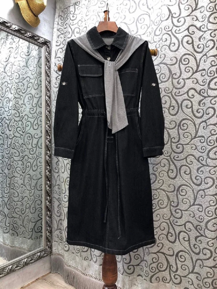 2020 Autumn Winter Fashion Denim Dress High Quality Women Turn-down Collar Color Block Stitching Shawl Deco Casual Jeans Dress
2020 Autumn Winter Fashion Denim Dress High Quality Women Turn-down Collar Color Block Stitching Shawl Deco Casual Jeans Dress