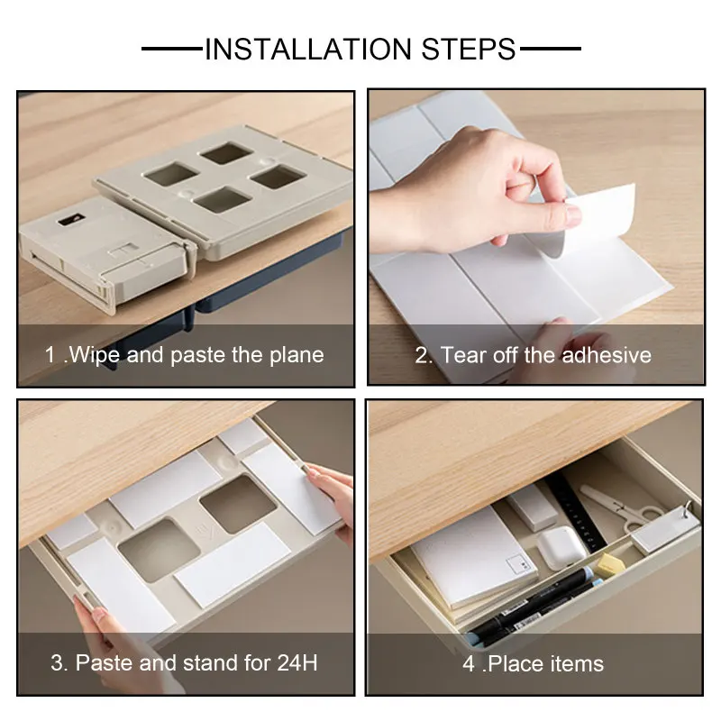 Self Stick Pencil Tray Desk Table Storage Drawer Organizer Box Under Desk Stand Self-adhesive Under-drawer Storage Box
Self Stick Pencil Tray Desk Table Storage Drawer Organizer Box Under Desk Stand Self-adhesive Under-drawer Storage Box