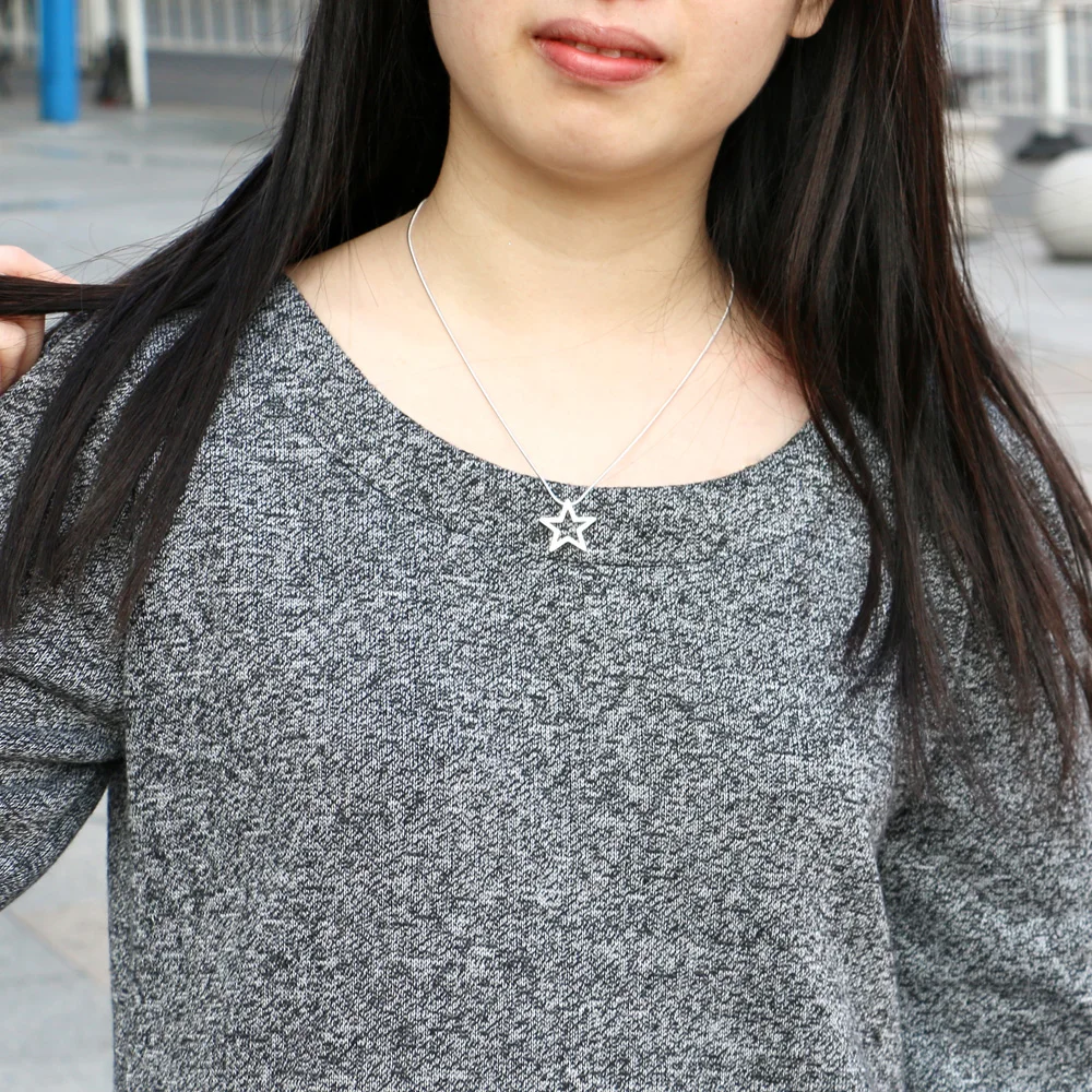 Happy valentine's day gift ;925 sterling Silver necklaces star-shaped Pendants;sterling silver jewelry; charm woman necklaces 
Happy valentine's day gift ;925 sterling Silver necklaces star-shaped Pendants;sterling silver jewelry; charm woman necklaces