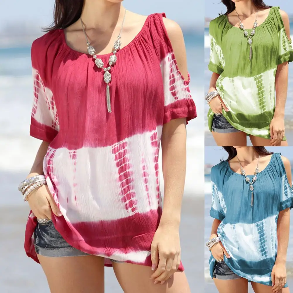 New Women's Summer T-shirt 2021 New Style Short Sleeve Casual Cold Shoulder Pullover Loose Tops Tie-dye Printed T Shirts
New Women's Summer T-shirt 2021 New Style Short Sleeve Casual Cold Shoulder Pullover Loose Tops Tie-dye Printed T Shirts