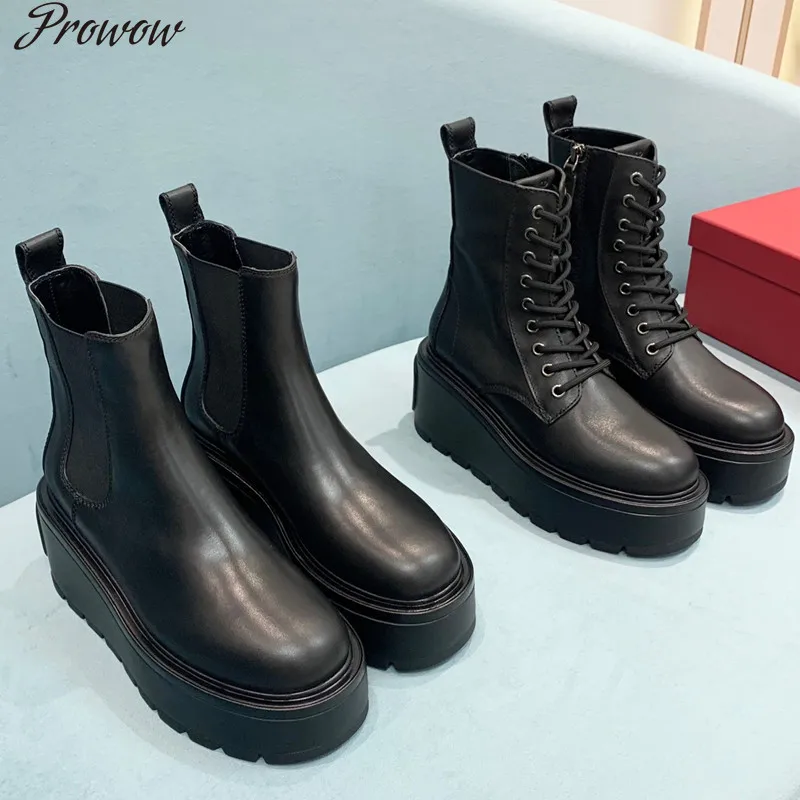 Prowow New Arrival Winter Womens High Wedge Sole Roman Studs Ankle Boots Leather Mid Calf Flat Platform Knee High Martin Boots
Prowow New Arrival Winter Womens High Wedge Sole Roman Studs Ankle Boots Leather Mid Calf Flat Platform Knee High Martin Boots