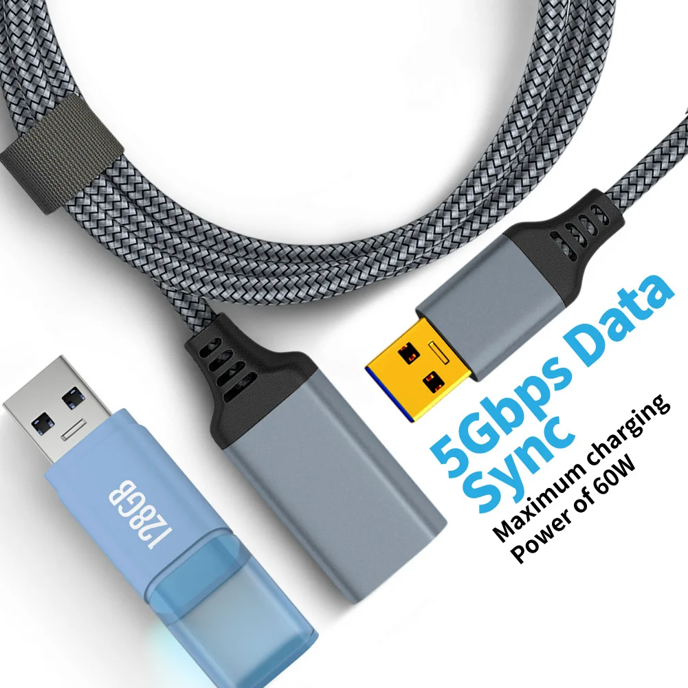 Нейлоновый Плетеный высокоскоростной кабель USB 3 0 штекер-гнездо для передачи