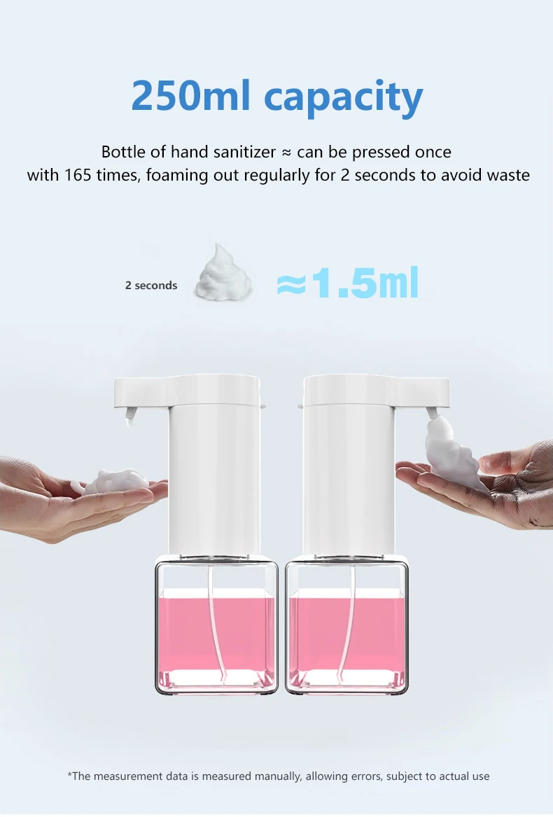 Mini Automatic Sensor Soap Dispenser 250ML Sterilization Disinfection Foam Soap Dispenser For Bathroom Kitchen Office Supplies
Mini Automatic Sensor Soap Dispenser 250ML Sterilization Disinfection Foam Soap Dispenser For Bathroom Kitchen Office Supplies