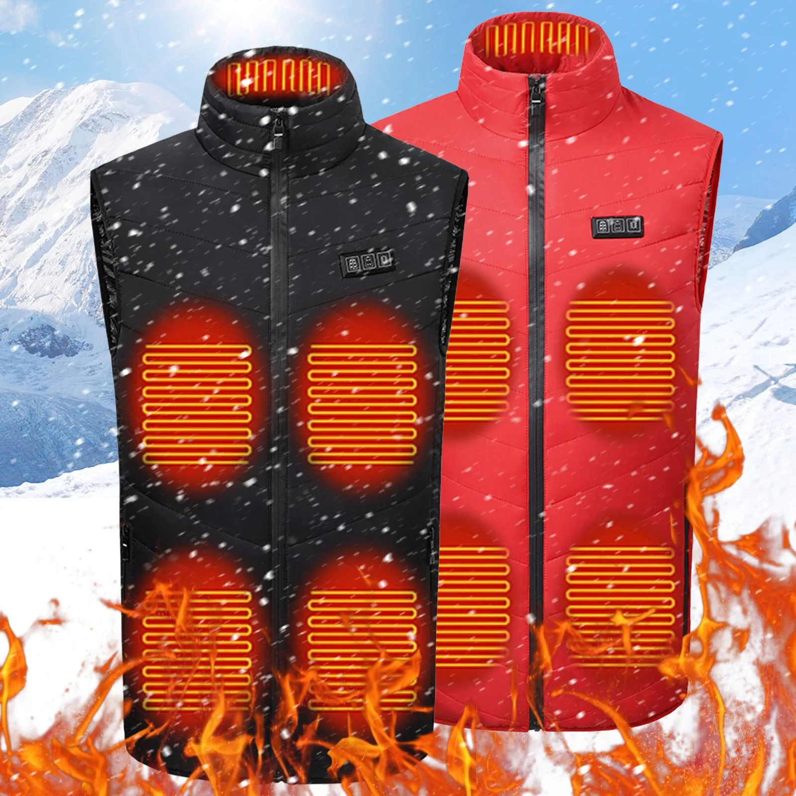 Men Winter Heated Solid Coat Padded Cotton Vest Warm Thick Vest Tops Pocket Jacket Warm Up Heating Pad Body Warmer Coat 
Men Winter Heated Solid Coat Padded Cotton Vest Warm Thick Vest Tops Pocket Jacket Warm Up Heating Pad Body Warmer Coat