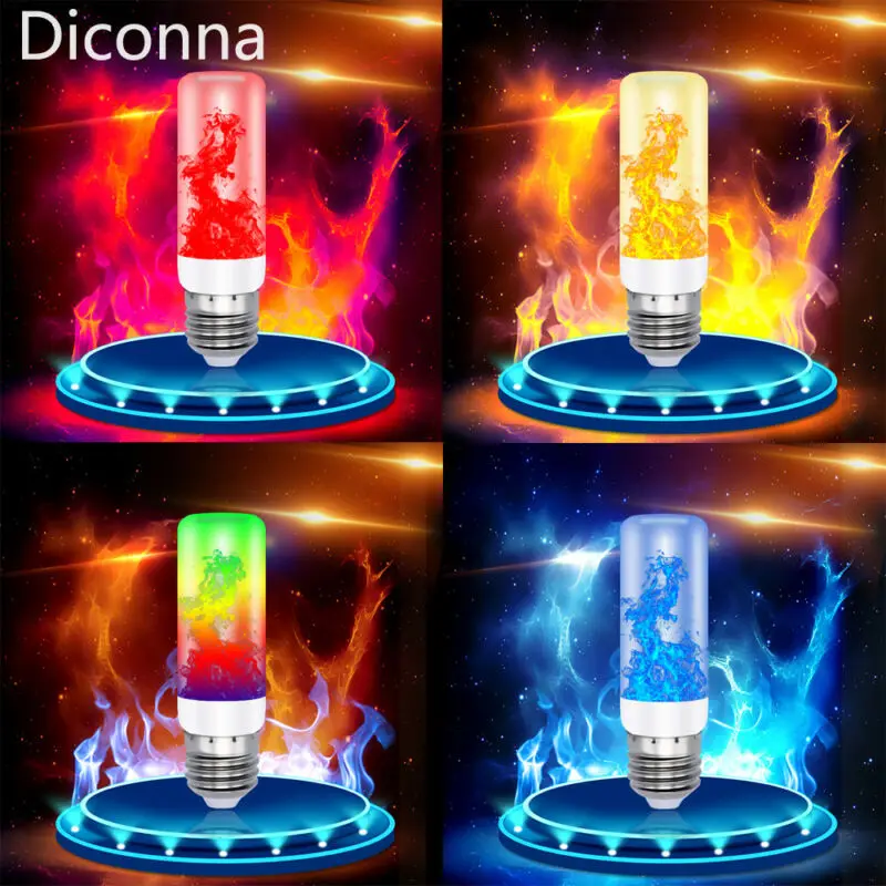 Новые модные забавные 3/4 режимов E27 7 видов цветов огонь LED эффект светильник