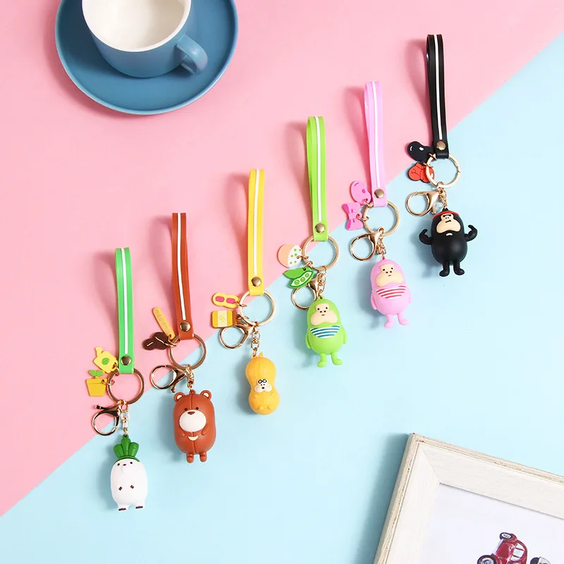 6Pcs/Lot Keychain PVC Cartoon Red Green Pink Black Bean Radish Peanut Bear Cute Mini Jewelry 2022 New Year
6Pcs/Lot Keychain PVC Cartoon Red Green Pink Black Bean Radish Peanut Bear Cute Mini Jewelry 2022 New Year