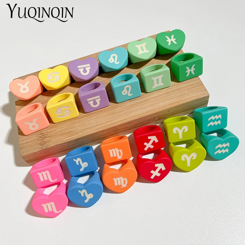 New 12 Constellation Colorful Acrylic Minimalist Heart Rings For Women Men Couple Retro Harajuku 2021 Trend Kpop Fashion Jewelry
New 12 Constellation Colorful Acrylic Minimalist Heart Rings For Women Men Couple Retro Harajuku 2021 Trend Kpop Fashion Jewelry