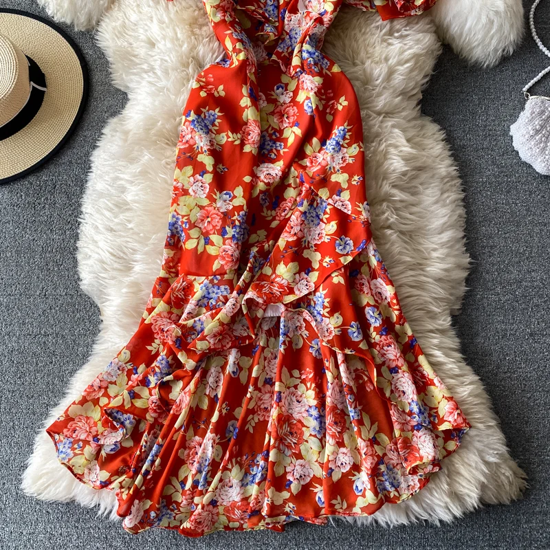 Spring Summer Boho Chic Women Flower Spaghetti Strap Dress Beach Vacation Irregular Ruffle Chiffon Vestidos Female New Fashion
Spring Summer Boho Chic Women Flower Spaghetti Strap Dress Beach Vacation Irregular Ruffle Chiffon Vestidos Female New Fashion