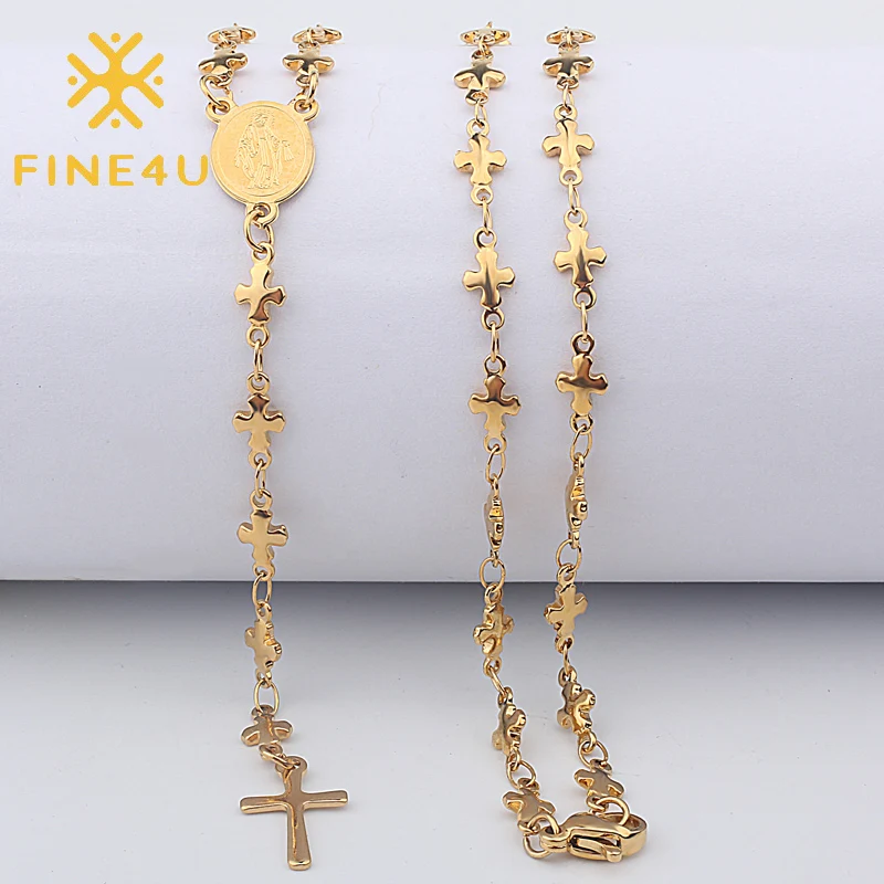 FINE4U N419 Stainless Steel Cute Cross and Virgin Mary Pendant Necklace Religious Catholic Christian Jewelry For Women
FINE4U N419 Stainless Steel Cute Cross and Virgin Mary Pendant Necklace Religious Catholic Christian Jewelry For Women