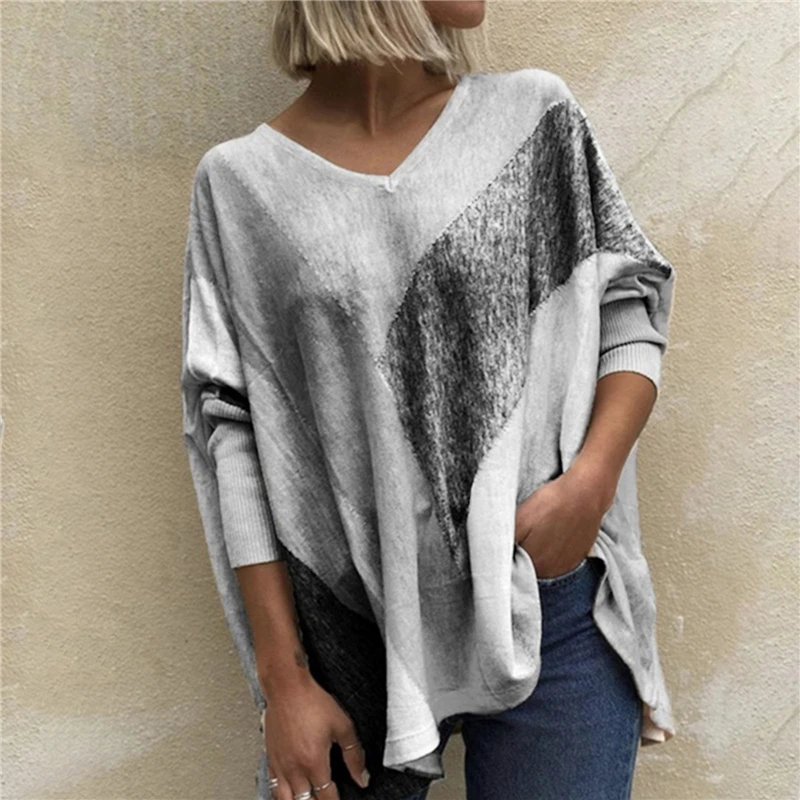 Geometry Patchwork Casual T Shirt Ladies Batwing Long Sleeves V Neck Tops Loose Print Female T Shirt Streetwear
Geometry Patchwork Casual T Shirt Ladies Batwing Long Sleeves V Neck Tops Loose Print Female T Shirt Streetwear