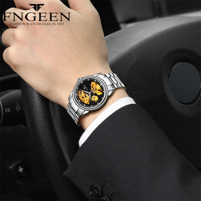 Classic Golden Automatic Watches Skeleton Mens Mechanical Watches Top Brand Luxury Stainless Steel Hollow Business Wristwatch
Classic Golden Automatic Watches Skeleton Mens Mechanical Watches Top Brand Luxury Stainless Steel Hollow Business Wristwatch