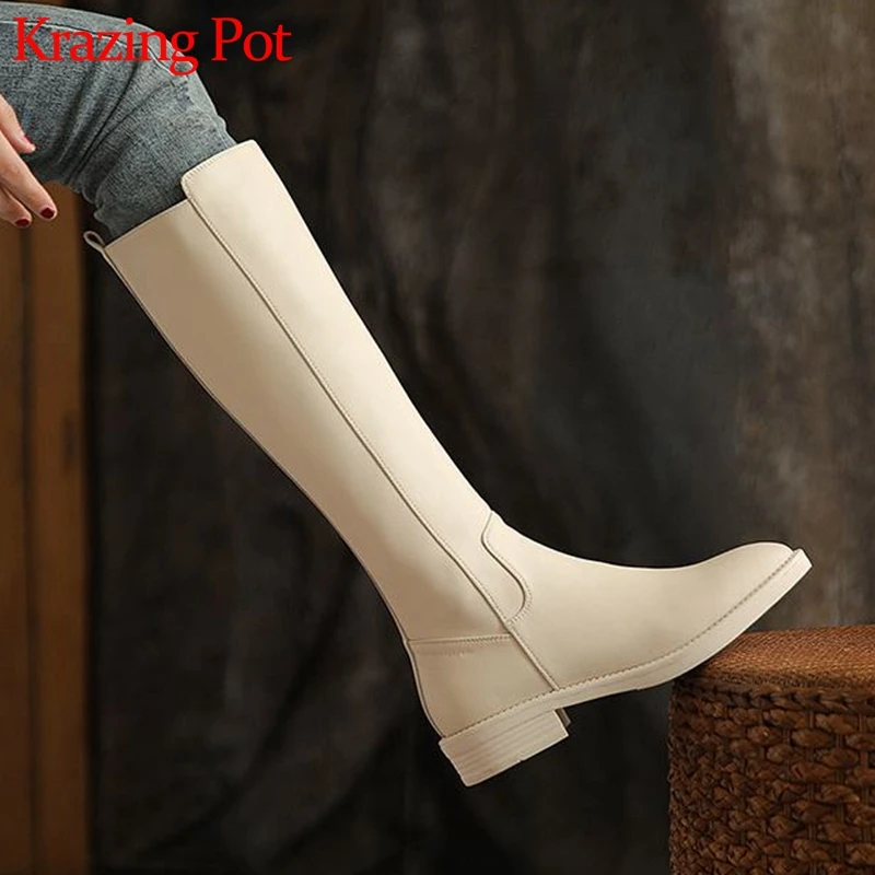 Krazing Pot cow split leather riding boots winter keep warm round toe British school low heels beauty girl thigh high boots l41
Krazing Pot cow split leather riding boots winter keep warm round toe British school low heels beauty girl thigh high boots l41