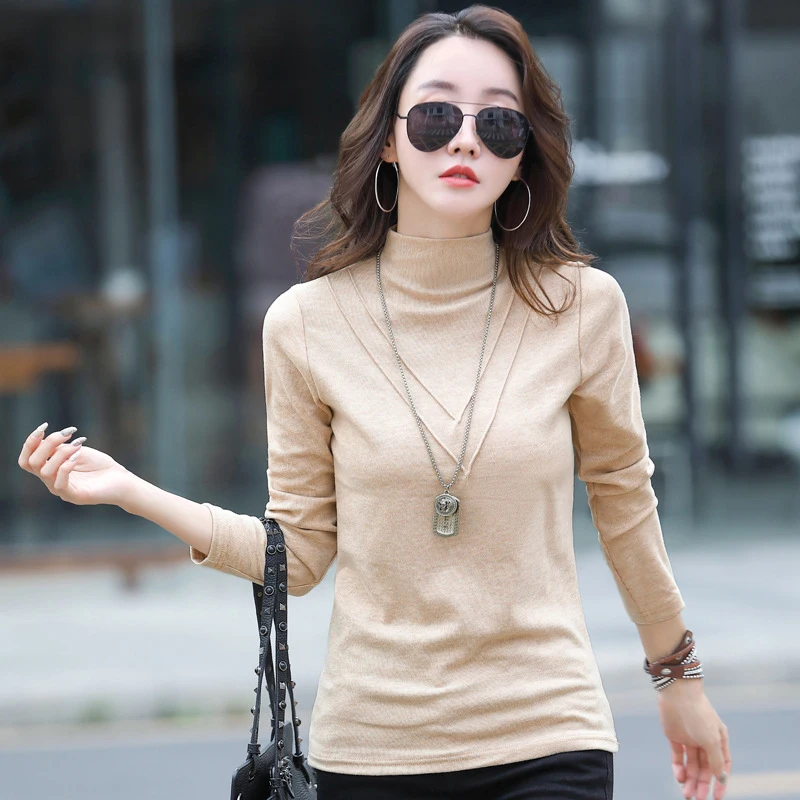 Women Half Turtleneck Slim T Shirt Cotton Tee Shirt Femme T-shirt Thicken Long Sleeve Top Tshirt Blusas Mujer De Moda 2021 Fall
Women Half Turtleneck Slim T Shirt Cotton Tee Shirt Femme T-shirt Thicken Long Sleeve Top Tshirt Blusas Mujer De Moda 2021 Fall